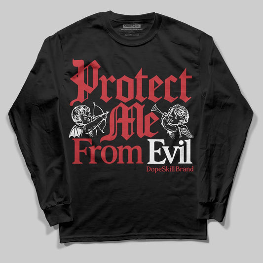 Jordan 5 Retro Fire Red Black Tongue (2025) DopeSkill Long Sleeve T-Shirt Protect Me From Evil Graphic Streetwear - Black