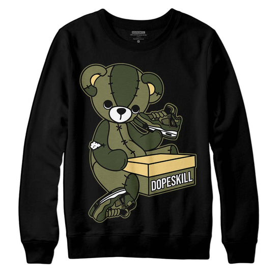 Jordan 4 Retro SE Craft Medium Olive DopeSkill Sweatshirt Sneakerhead BEAR Graphic Streetwear - Black