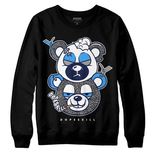 Jordan 3 "Midnight Navy" DopeSkill Sweatshirt New Double Bear Graphic Streetwear - Black 