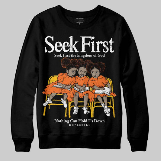 Orange, Black and White Sneakers DopeSkill Sweatshirt New Seek First Graphic Streetwear - Black