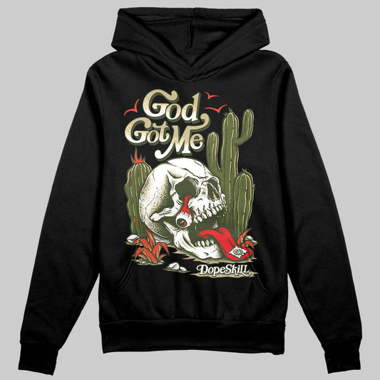 Olive Sneakers DopeSkill Hoodie Sweatshirt God Got Me Graphic Streetwear - Black