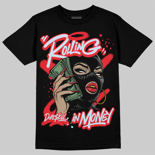 Jordan 11 Retro Cherry DopeSkill T-Shirt Rolling in Money Graphic Streetwear - Black