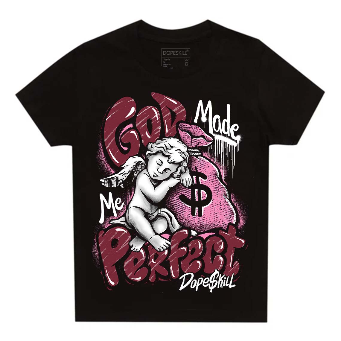 Jordan 1 Retro High OG “Team Red” DopeSkill Toddler Kids T-shirt God Made Me Perfect Graphic Streetwear - Black