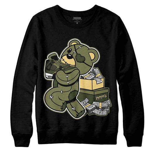 Jordan 4 Retro SE Craft Medium Olive DopeSkill Sweatshirt Bear Steals Sneaker Graphic Streetwear - Black