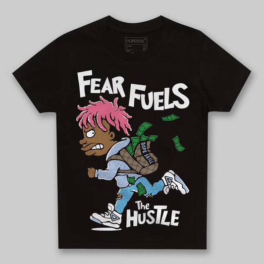 Jordan 3 GS “Cobalt Bliss” DopeSkill Toddler Kids T-shirt Fear Fuels The Hustle Graphic Streetwear - Black