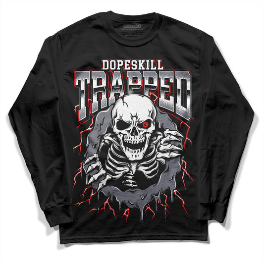 Jordan 9 Retro Fire Red DopeSkill Long Sleeve T-Shirt Trapped Halloween Graphic Streetwear  - Black 