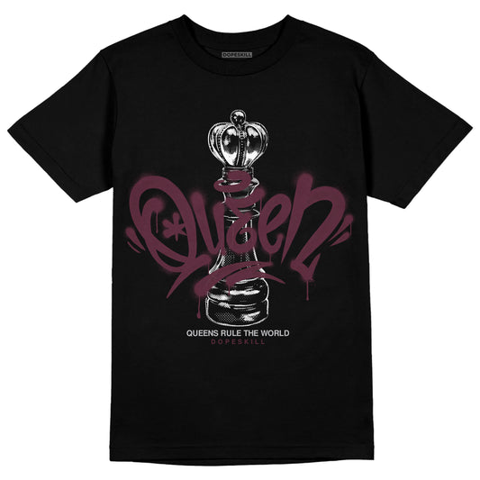 Jordan 5 Retro Burgundy (2023) DopeSkill T-Shirt Queen Chess Graphic Streetwear - Black 