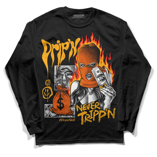 Jordan 12 Retro Black Taxi DopeSkill Long Sleeve T-Shirt Drip'n Never Tripp'n Graphic Streetwear - Black