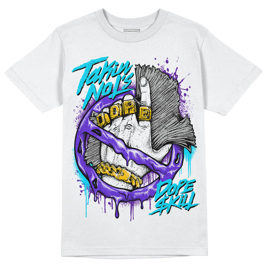 Jordan 6 "Aqua" DopeSkill T-Shirt Takin No L's Graphic Streetwear - White 