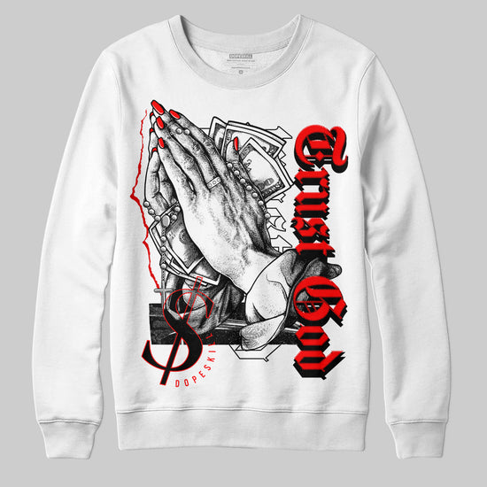 Jordan 1 Retro High OG "Satin Bred" DopeSkill Sweatshirt Trust God Graphic Streetwear  - White