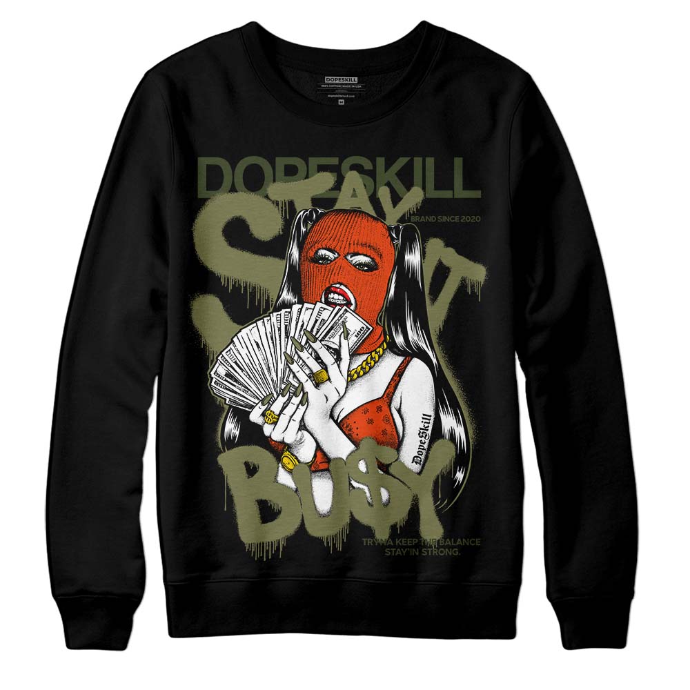 Olive Sneakers DopeSkill Sweatshirt Stay It Busy Graphic Streetwear - Black