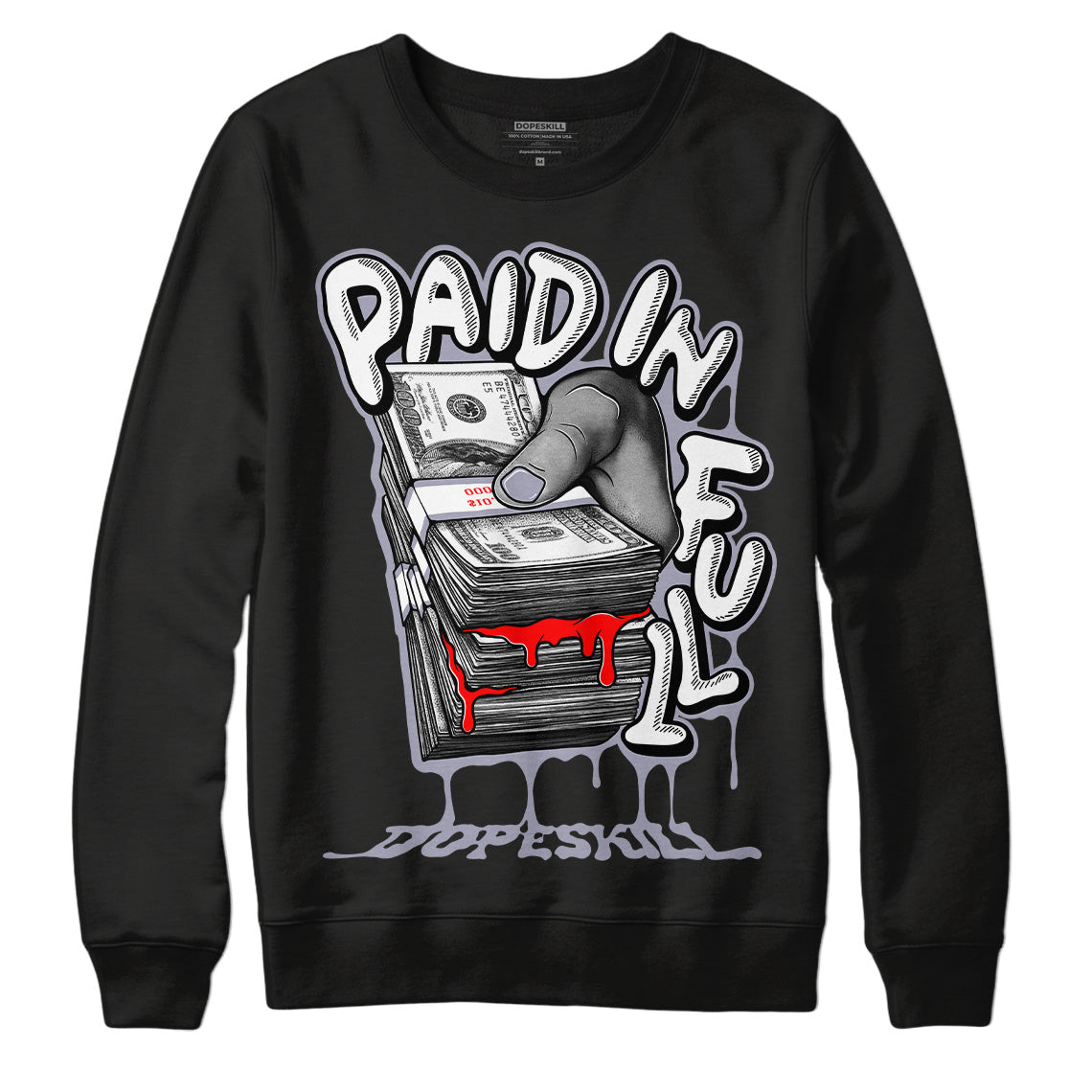 Jordan 13 Retro 'Black Flint' DopeSkill Sweatshirt Paid In Full Graphic Streetwear - Black