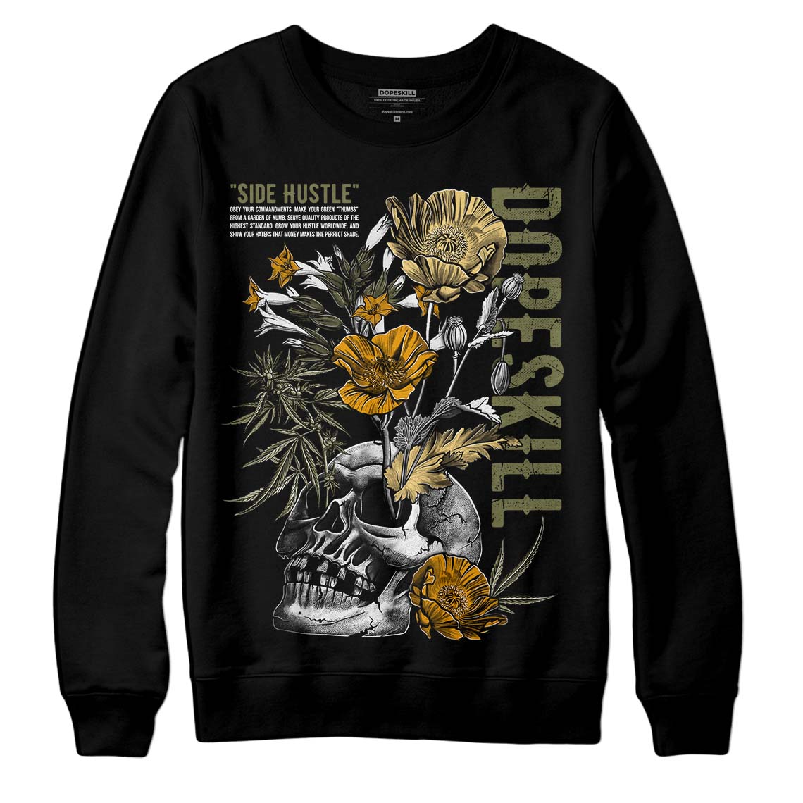 Jordan 4 Retro SE Craft Medium Olive DopeSkill Sweatshirt Side Hustle Graphic Streetwear - Black