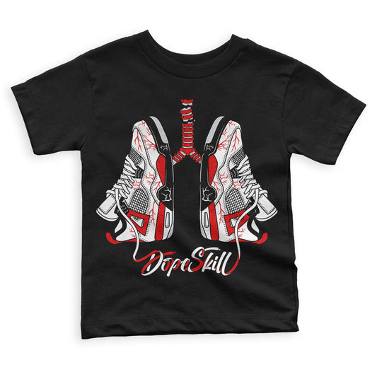 Jordan 4 Retro Red Cement DopeSkill Toddler Kids T-shirt Breathe Graphic Streetwear - Black