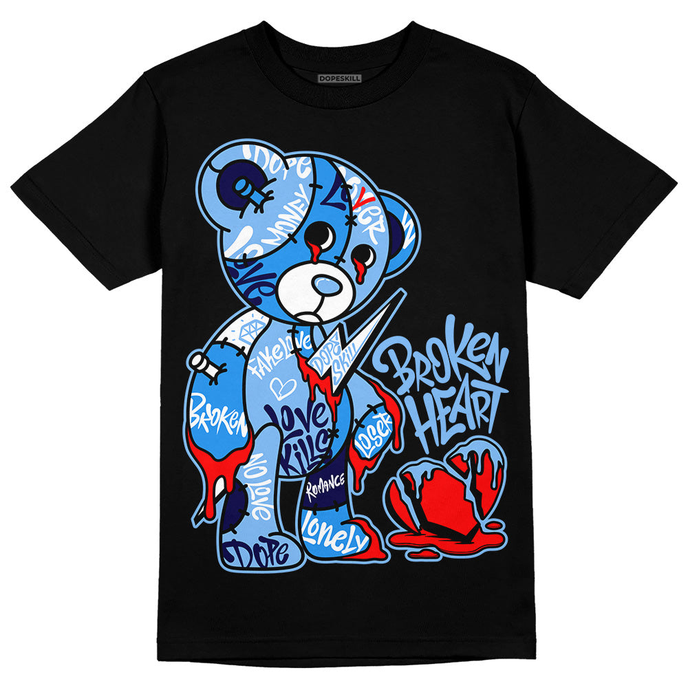 Jordan 9 Powder Blue DopeSkill T-Shirt Broken Heart Graphic Streetwear - Black