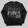 Jordan 3 Retro Black Cat DopeSkill Long Sleeve T-Shirt Protect Me From Evil Graphic Streetwear - Black