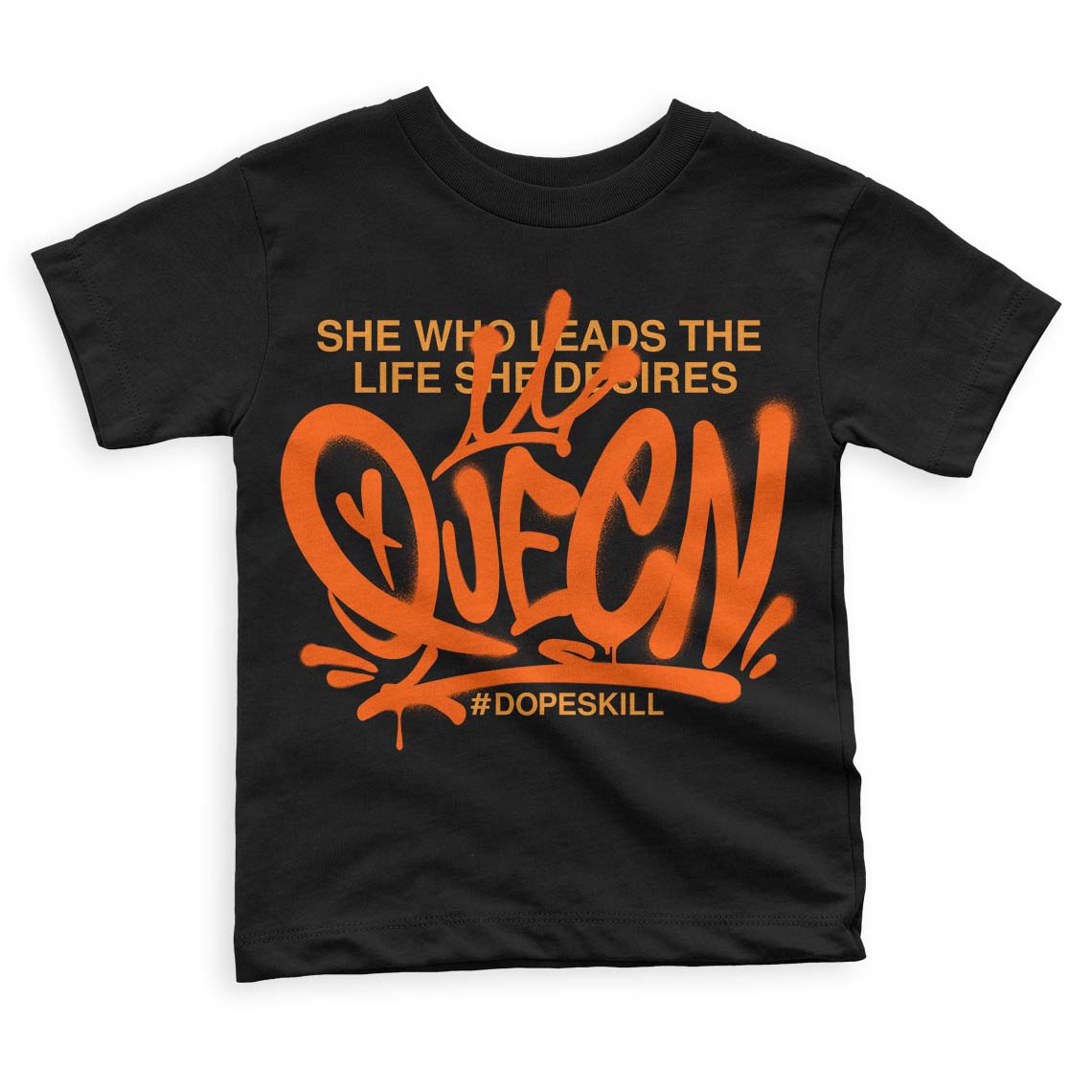 Jordan 12 Retro Brilliant Orange DopeSkill Toddler Kids T-shirt Queen Graphic Streetwear - Black