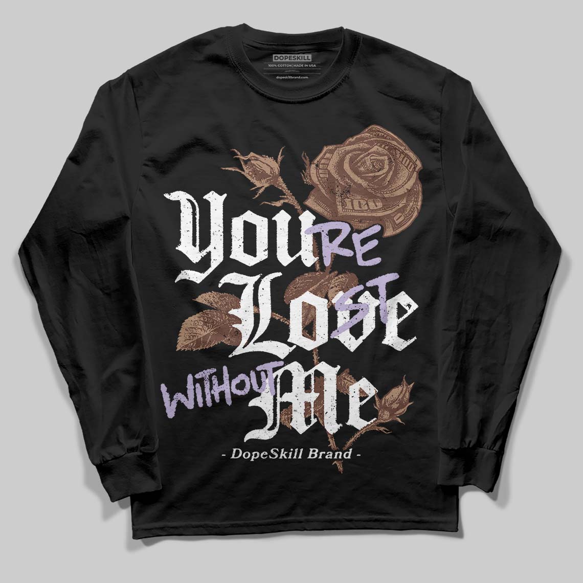 Harris Tweed x Wmns Dunk Low 'Sesame' DopeSkill Long Sleeve T-Shirt You’re Lost Without Me Graphic Streetwear - Black