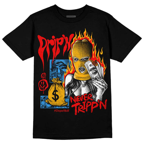 Red Sneakers DopeSkill T-Shirt Drip'n Never Tripp'n Graphic Streetwear - Black