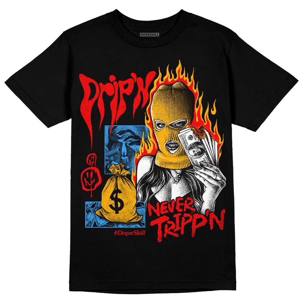 Red Sneakers DopeSkill T-Shirt Drip'n Never Tripp'n Graphic Streetwear - Black