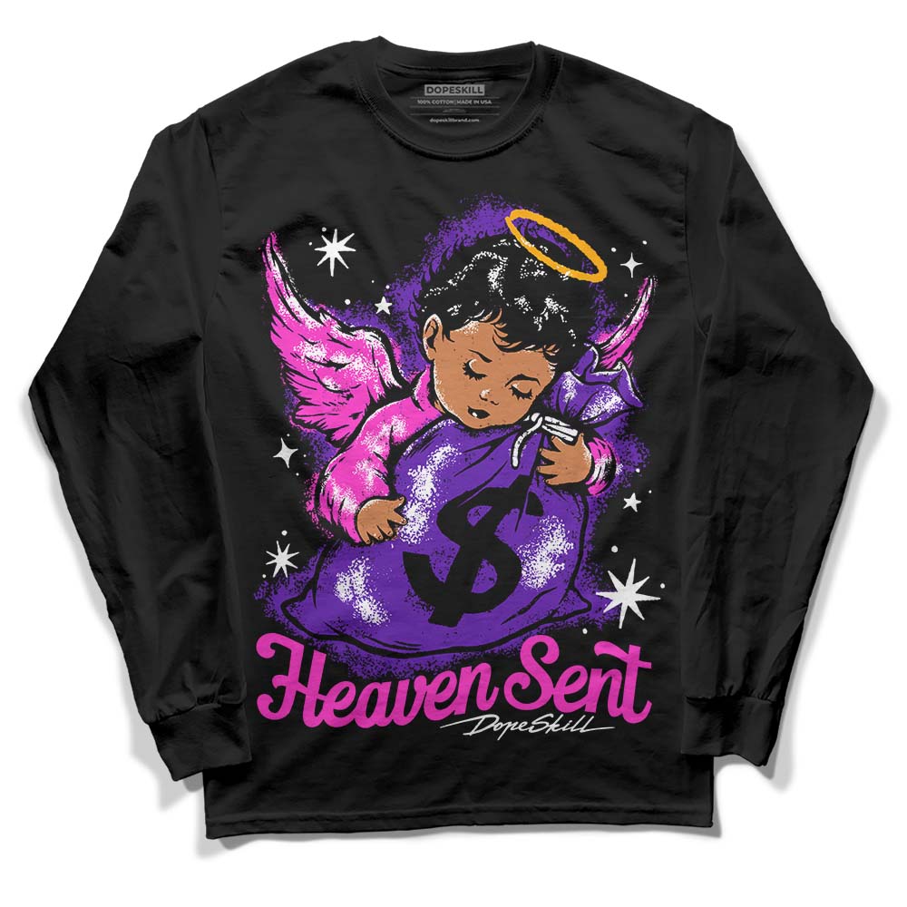 Jordan 13 Court Purple DopeSkill Long Sleeve T-Shirt Heaven Sent Graphic Streetwear - Black