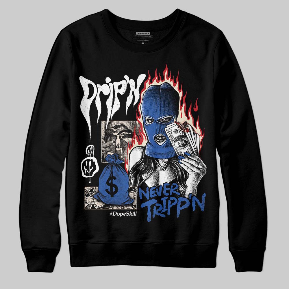 Jordan 1 Low Travis Scott x Fragment DopeSkill Sweatshirt Drip'n Never Tripp'n Graphic Streetwear - Black