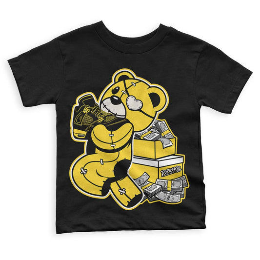 Jordan 4 Tour Yellow Thunder DopeSkill Toddler Kids T-shirt Bear Steals Sneaker Graphic Streetwear - Black