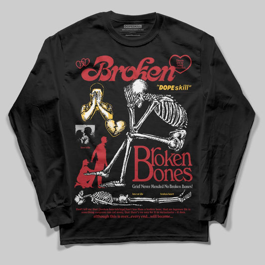 Jordan 14 Retro Ferrari (2025) DopeSkill Long Sleeve T-Shirt Broken Bones Graphic Streetwear - Black