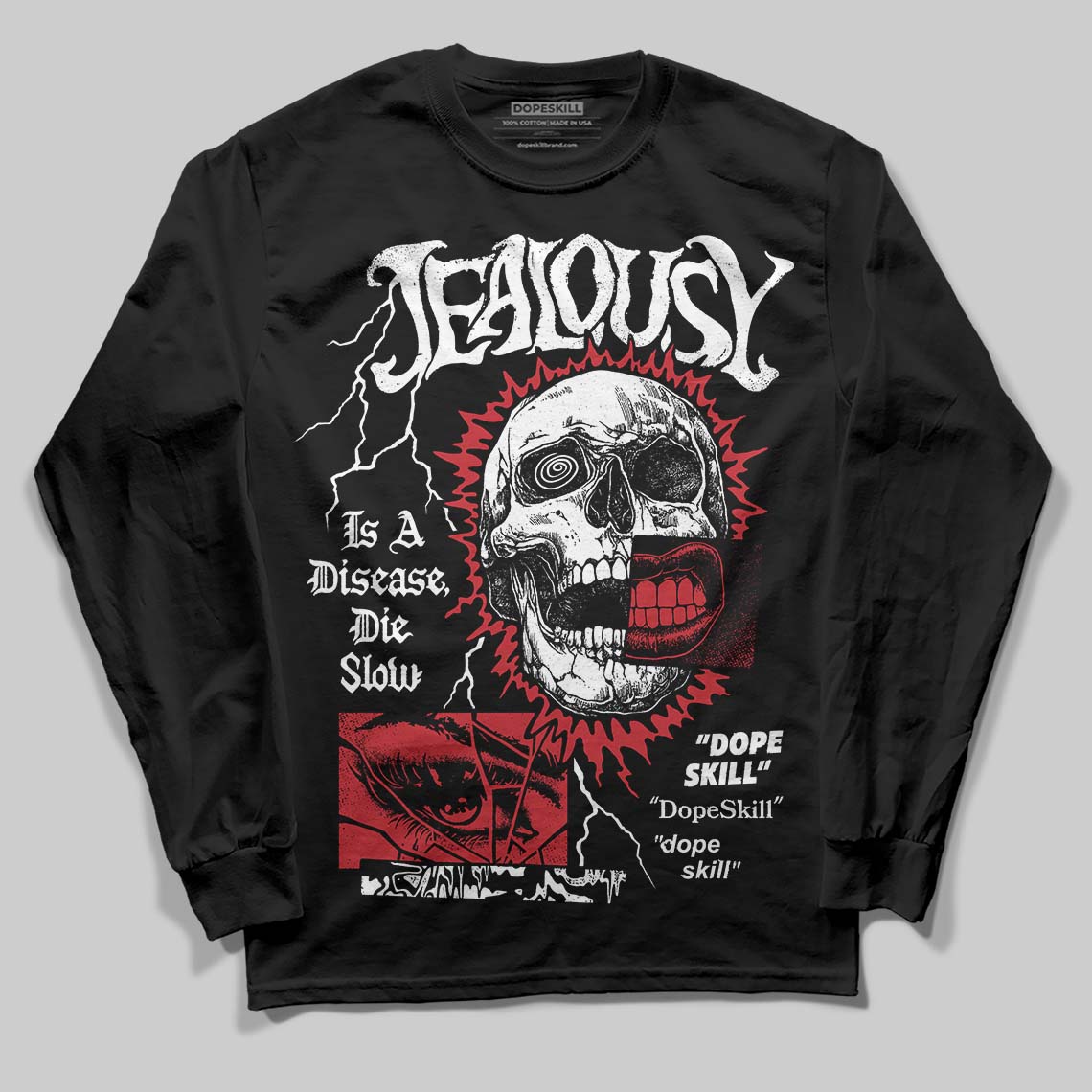 Jordan 1 Low OG "Chicago" DopeSkill Long Sleeve T-Shirt Jealousy Graphic Streetwear - Black