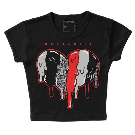 Jordan Spizike Low Bred DopeSkill Women's Crop Top Slime Drip Heart Graphic Streetwear - Black