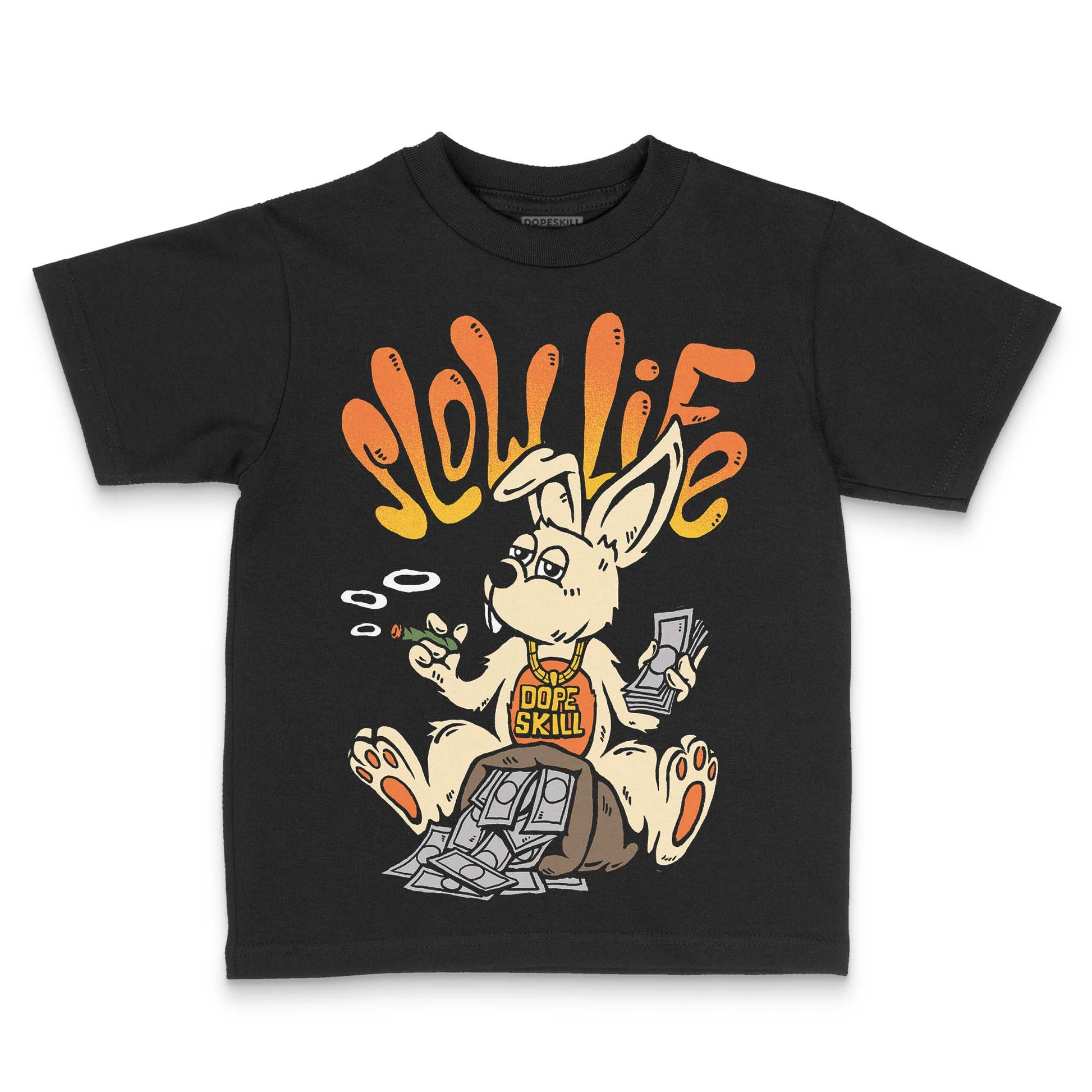 Orange, Black and White Sneakers DopeSkill Toddler Kids T-shirt Slow Life Graphic Streetwear - Black