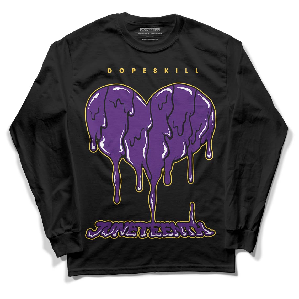 Jordan 12 “Field Purple” DopeSkill Long Sleeve T-Shirt Juneteenth Heart Graphic Streetwear - Black