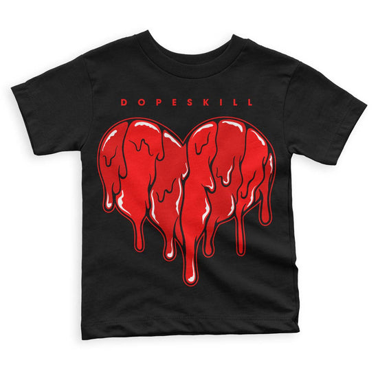 Jordan 1 Retro High OG "Satin Bred" DopeSkill Toddler Kids T-shirt Slime Drip Heart Graphic Streetwear - Black