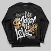 Jordan 5 Retro Reverse Metallic DopeSkill Long Sleeve T-Shirt No Money No Love Typo Graphic Streetwear - Black