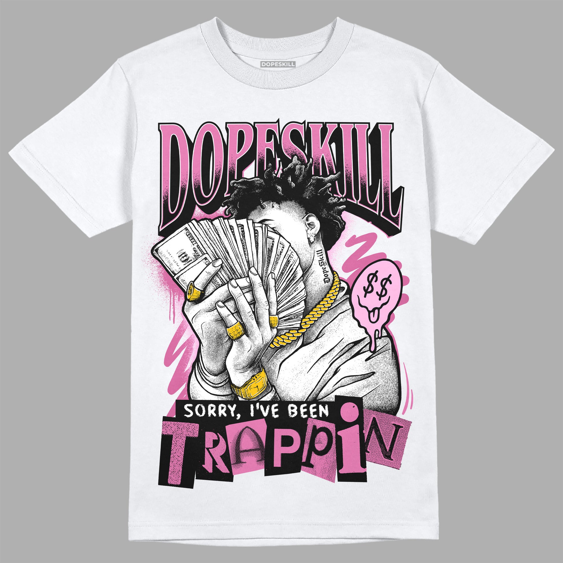 Little Posite One Polarized Pink (GS) DopeSkill T-Shirt Sorry I've Been Trappin Graphic Streetwear - White