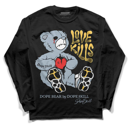 Jordan 13 “Blue Grey” DopeSkill Long Sleeve T-Shirt Love Kills Graphic Streetwear - Black