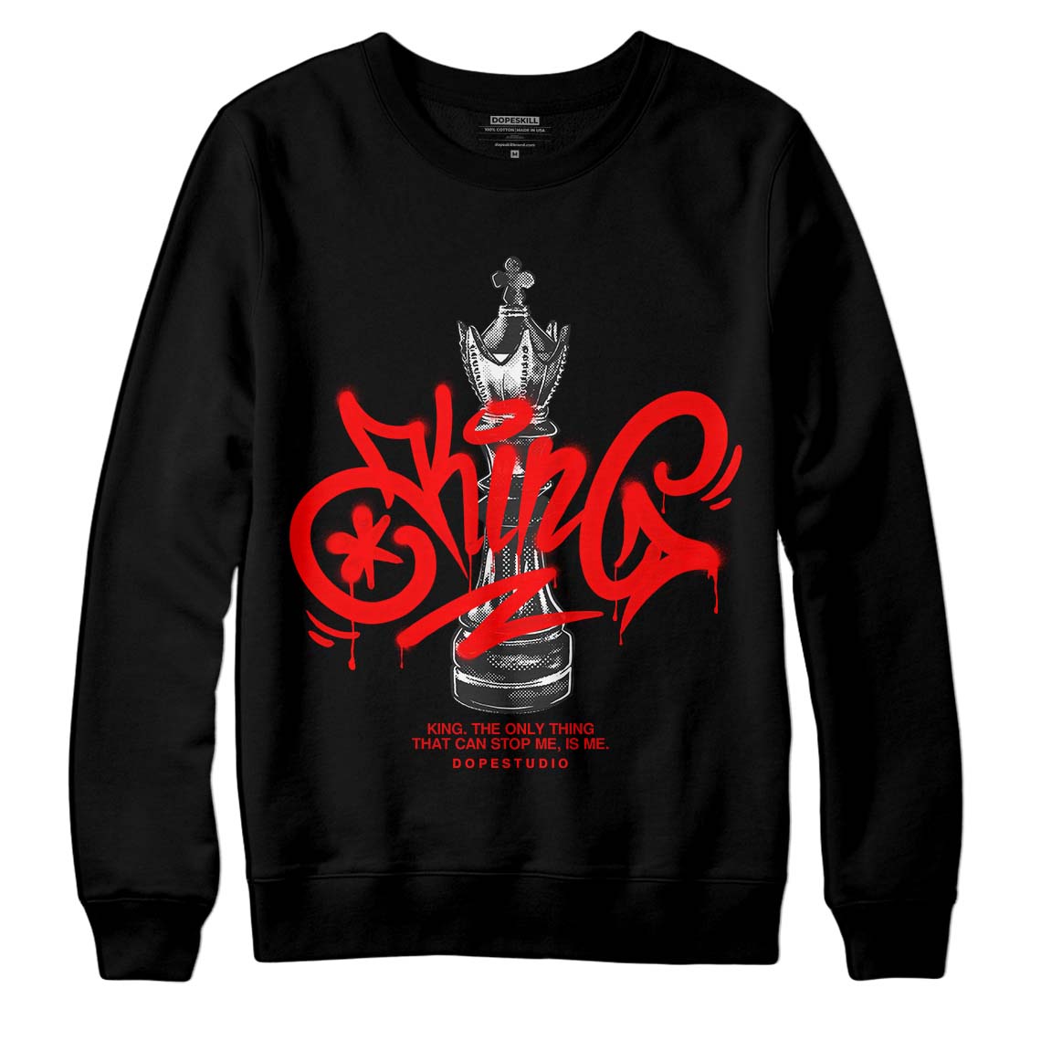 Jordan 1 Retro High OG "Satin Bred" DopeSkill Sweatshirt King Chess Graphic Streetwear - Black