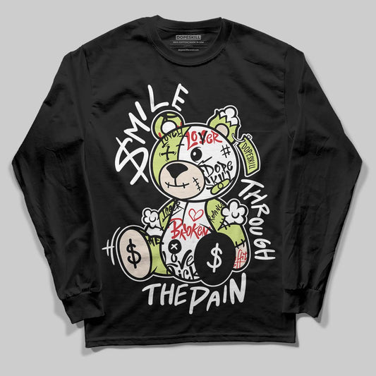 Jordan 5 “Luminous Green” DopeSkill Long Sleeve T-Shirt Smile Through The Pain Graphic Streetwear - Black