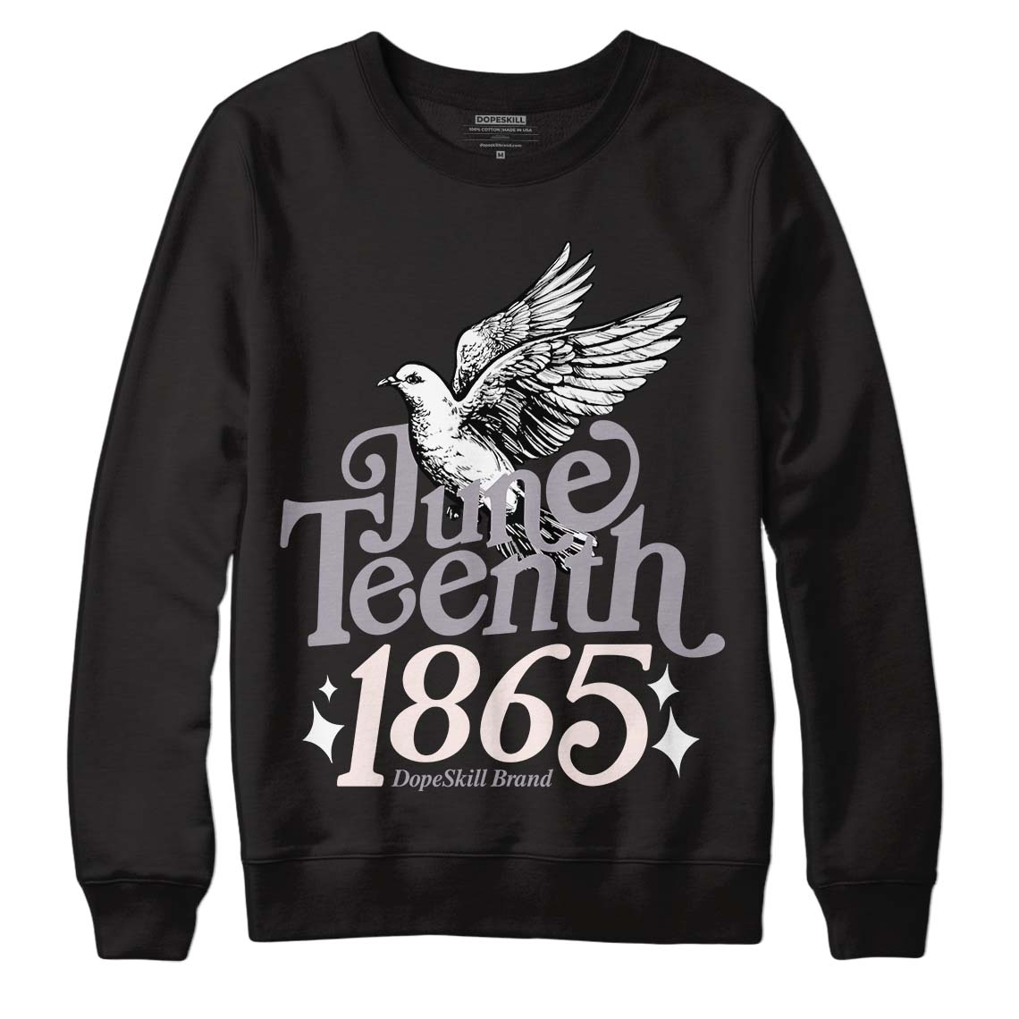 Jordan 2 Cement Grey DopeSkill Sweatshirt Juneteenth 1865 Graphic Streetwear - Black