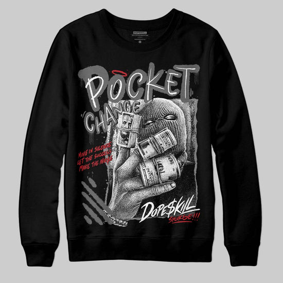 Jordan 4 “Black Cat” (2025) DopeSkill Sweatshirt Pocket Change Graphic Streetwear - Black