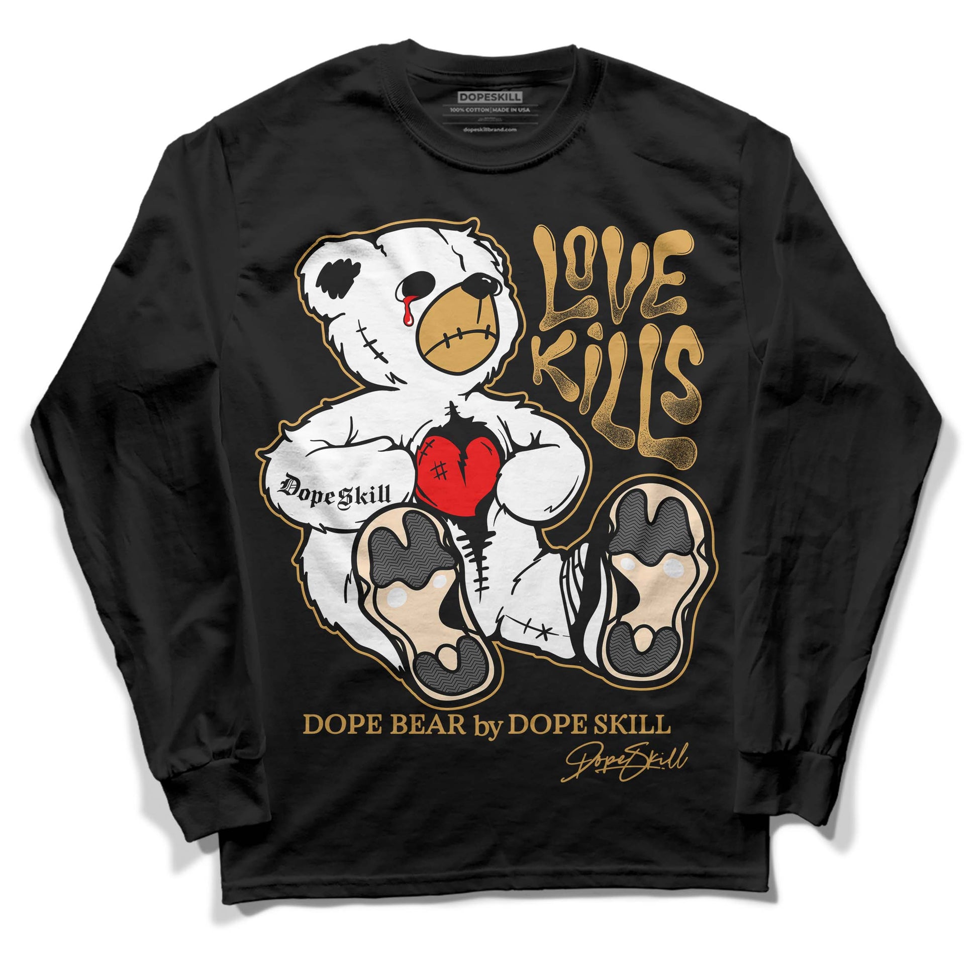 Jordan 11 "Gratitude" DopeSkill Long Sleeve T-Shirt Love Kills Graphic Streetwear - Black