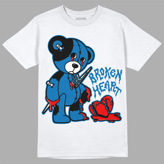 Jordan 1 Dark Marina Blue DopeSkill T-Shirt Broken Heart Graphic Streetwear - White 