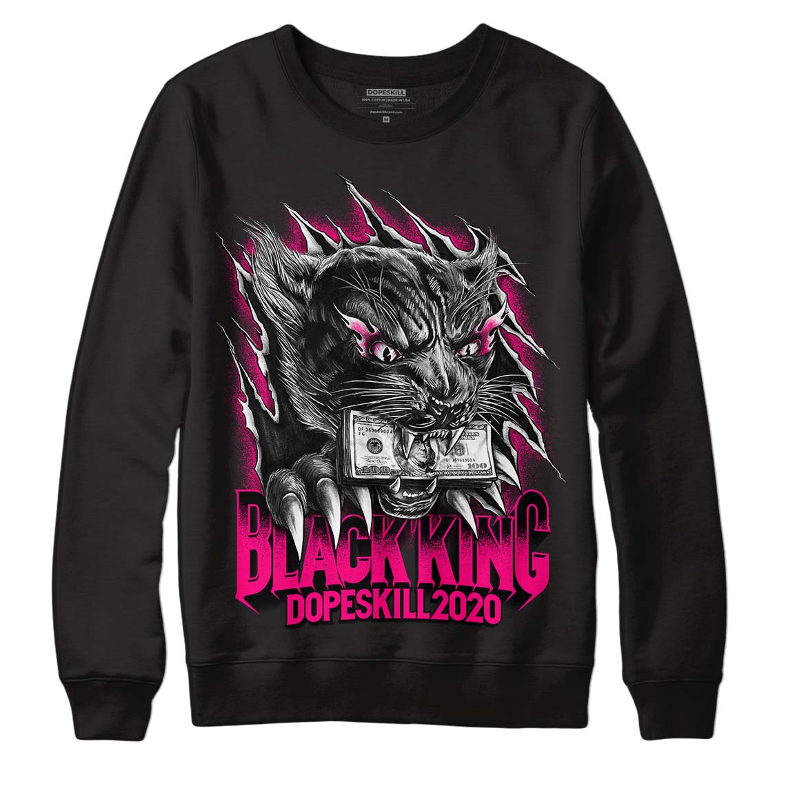 Jordan 1 Low GS “Fierce Pink” Dopeskill Sweatshirt Black King Graphic Streetwear - Black