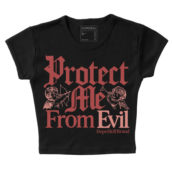 Jordan 13 “Dune Red” DopeSkill Women's Crop Top Protect Me From Evil Graphic Streetwear - Black