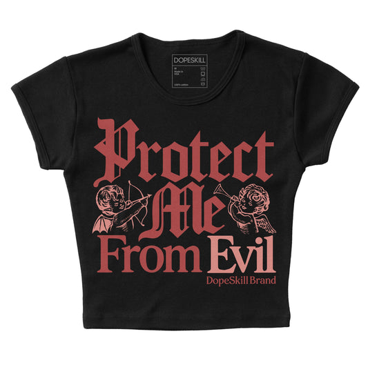 Jordan 13 “Dune Red” DopeSkill Women's Crop Top Protect Me From Evil Graphic Streetwear - Black