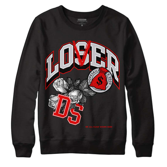 Jordan 4 Retro Red Cement DopeSkill Sweatshirt Loser Lover Graphic Streetwear - Black