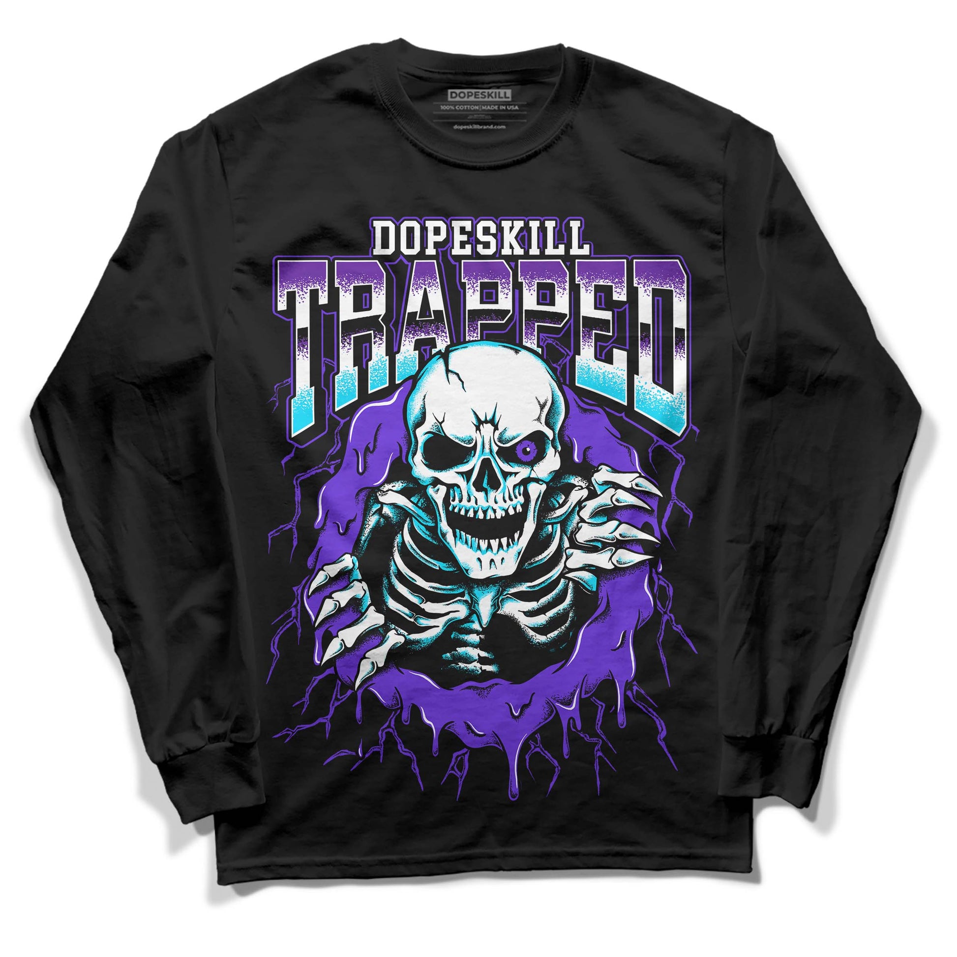 Jordan 6 "Aqua" DopeSkill Long Sleeve T-Shirt Trapped Halloween Graphic Streetwear - Black 