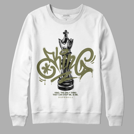 Jordan 4 Retro SE Craft Medium Olive DopeSkill Sweatshirt King Chess Graphic Streetwear - White 