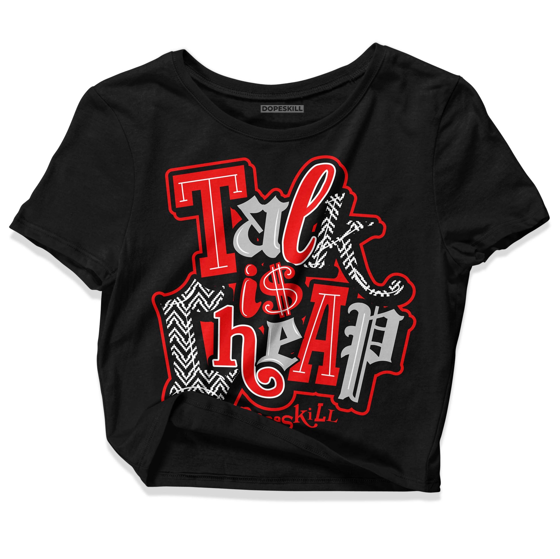 Jordan 12 “Cherry” DopeSkill Women's Crop Top Talk Is Chip Graphic Streetwear - Black 