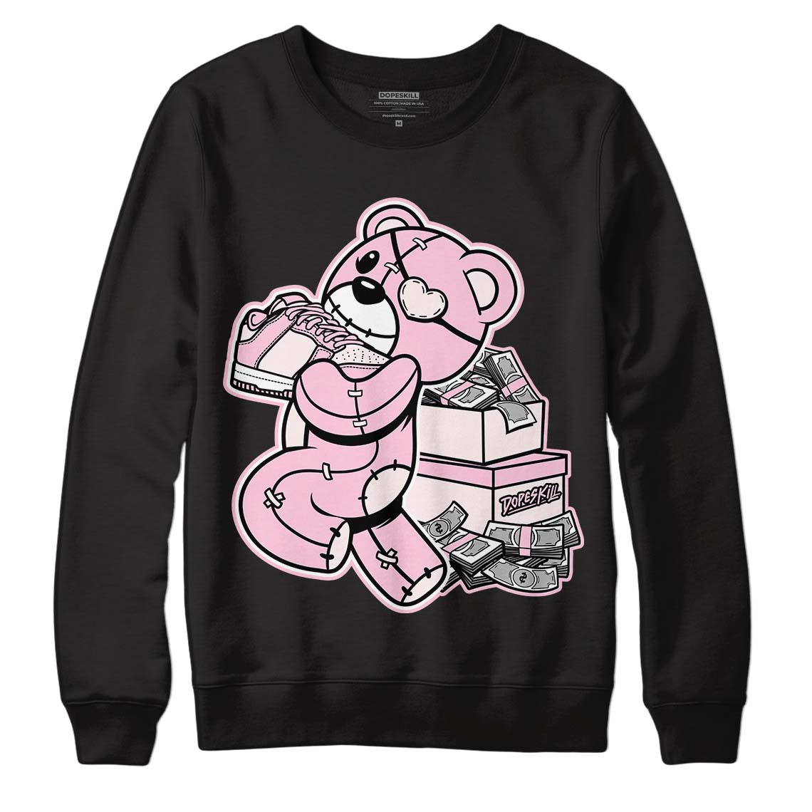 Dunk Low LX Pink Foam DopeSkill Sweatshirt Bear Steals Sneaker Graphic Streetwear - Black